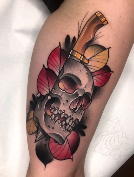 Neo Traditional Skull Tattoo