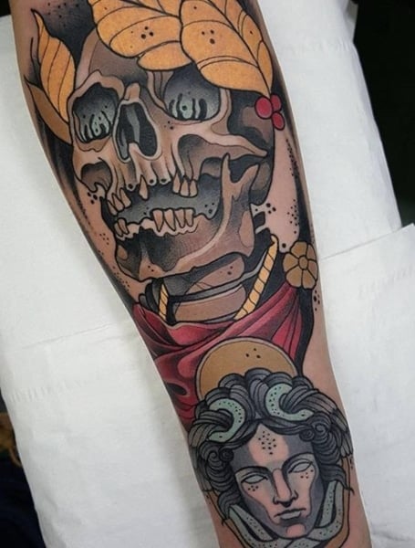 Neo Traditional Skull Tattoo1