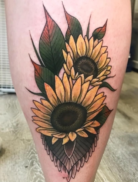 Neo Traditional Sunflower Tattoo