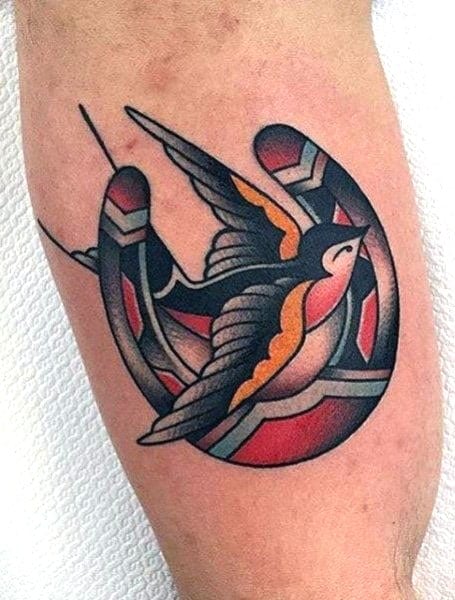 Neo Traditional Swallow Tattoo