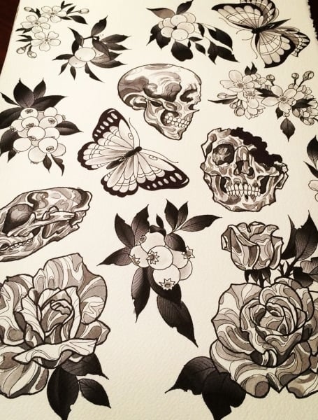 Neo Traditional Tattoo Flash 1