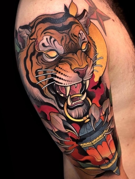 Neo Traditional Tiger Tattoo