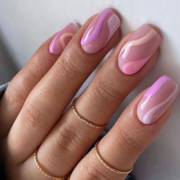 Pink Square Nails