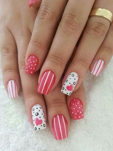 Red And White Nails