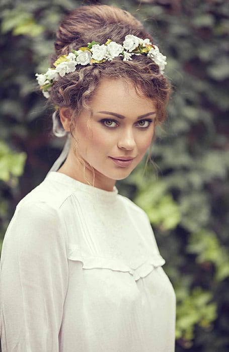 Romantic Updo With Floral Headband