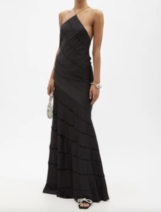 Santana Halterneck Cutout Satin Gown