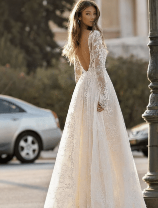Sexy And Sophisticated Wedding Dress With Deep V Neck Low Back | Etsy Australia