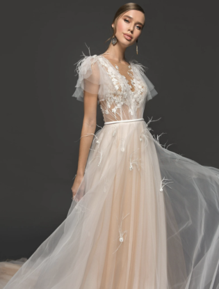 Stunning Sexy V Neck Champagne Romantic Wedding Dress Bell | Etsy Australia