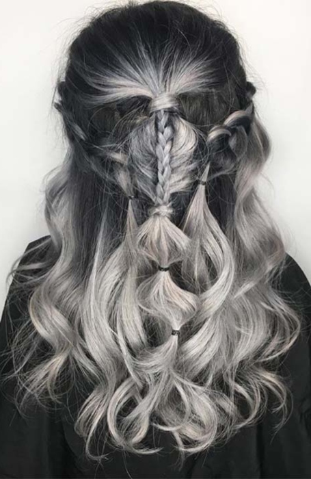 Shades Of Grey Curly Braids 