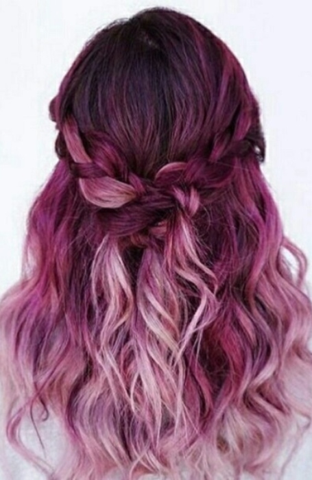 Shades Of Pink Hair With Braids