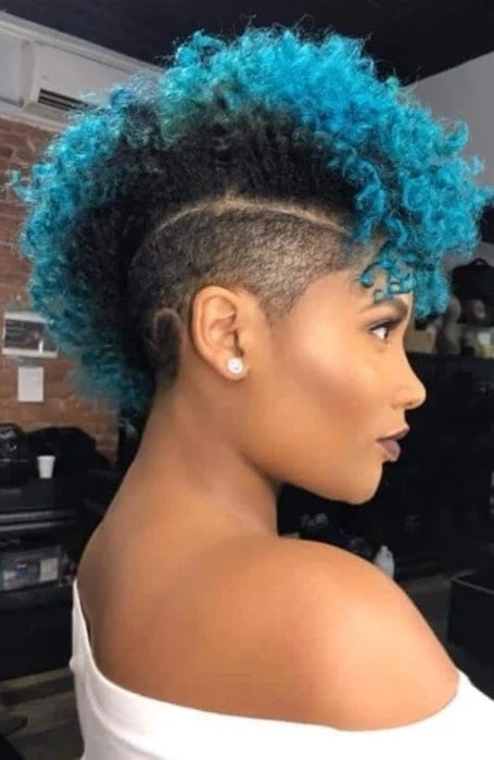 Short Blue Curly Mohawk