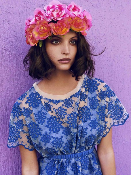 Short Curly Hair With Flower Accessory