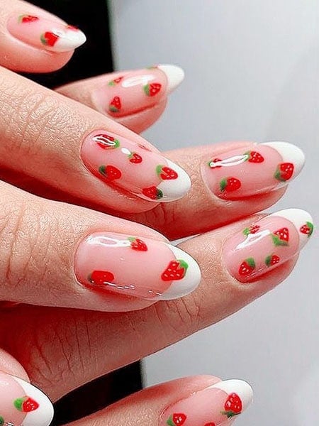 Strawberry Art With French Manicure
