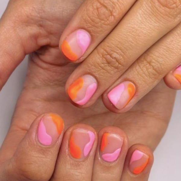 Summery Orange And Pink Abstract Designs.jackychannails