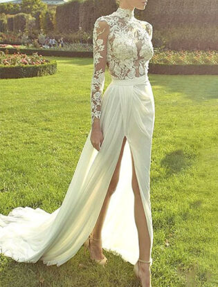 Turtlen Neck Long Sleeve Wedding Dress. Luxury Lace And Silk | Etsy Australia