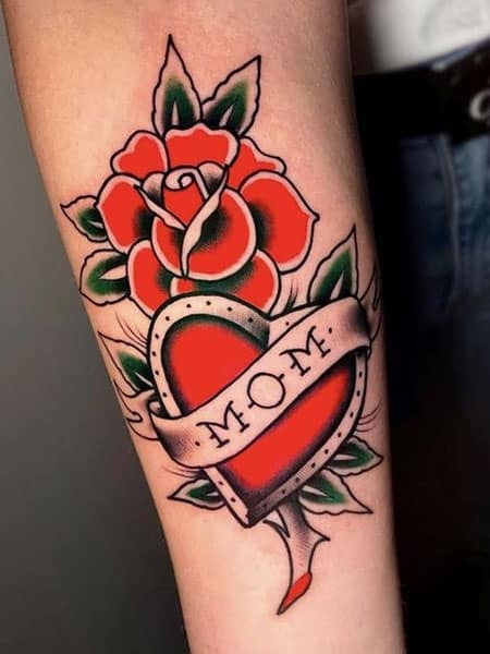 Traditional Rose Tattoo