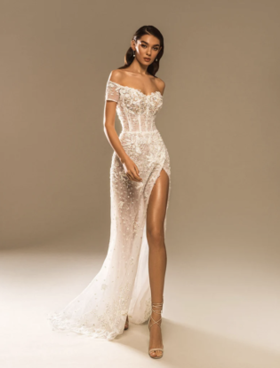 Unique Off The Shoulder Beaded Lace Mermaid Wedding Dress | Etsy Australia