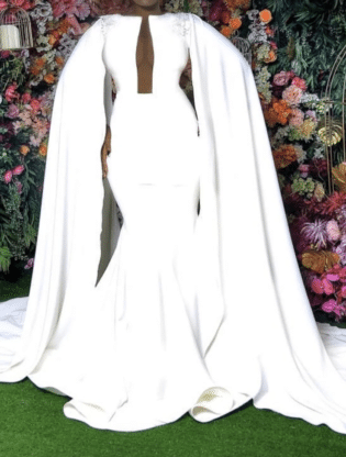 White Mermaid Prom Dress With Cape Sleeves African Dress For | Etsy Australia