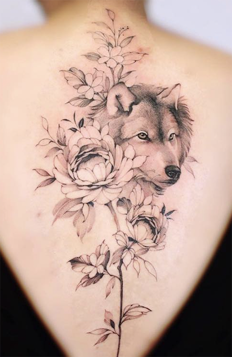 Wolf Back Tattoo Women