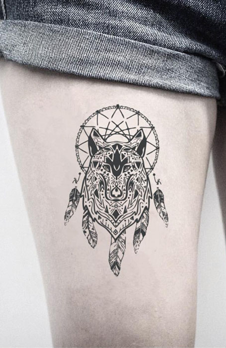 Wolf Dream Catcher Tattoo