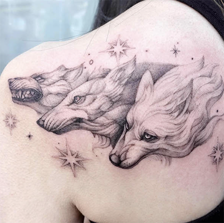 Colors Live  Running Wolf Tattoo by Cedes464