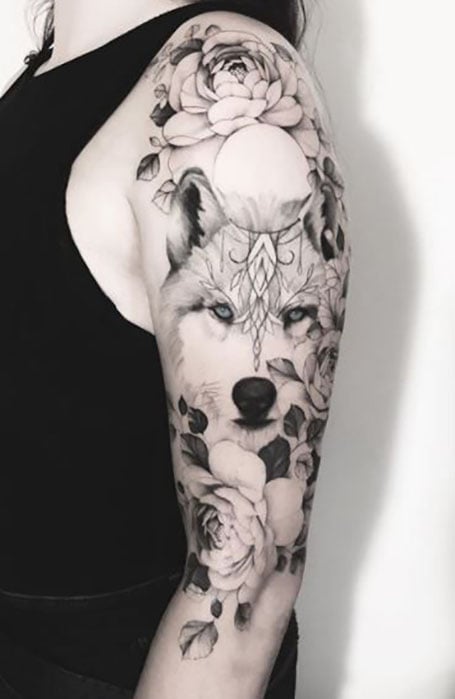 wolftattoo wolf flowers  Wild Ink Tattoo And Piercing  Facebook