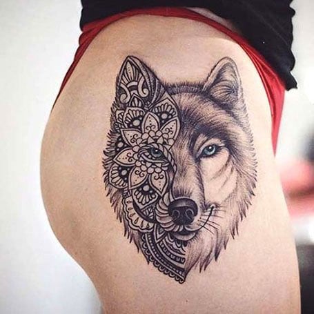 Wolf Thigh Tattoo Women