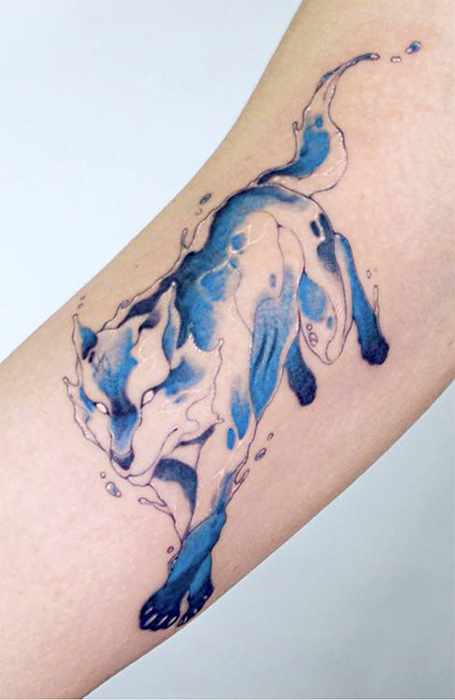 Wolf Head Watercolor Animal Temporary Tattoo Waterproof Women Fake Body Art  98X6Cm Kids Hand Tattoos Hot Design A055  Amazonin