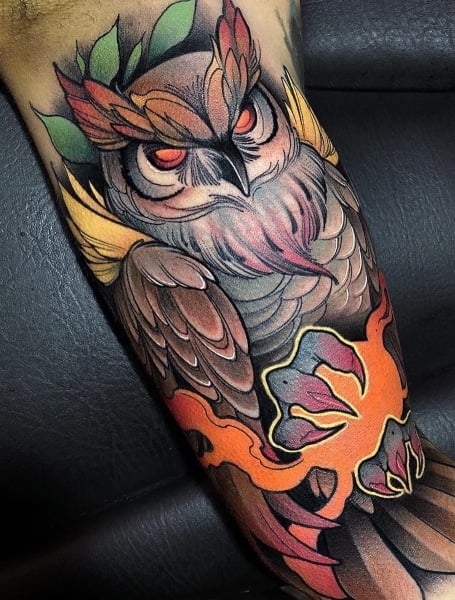 Neo Traditional Owl Tattoo