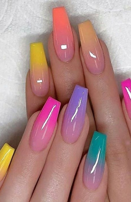 Rainbow Ombre Nail