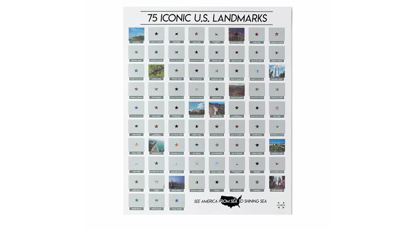 75 Iconic Us Landmarks Scratch Off Poster