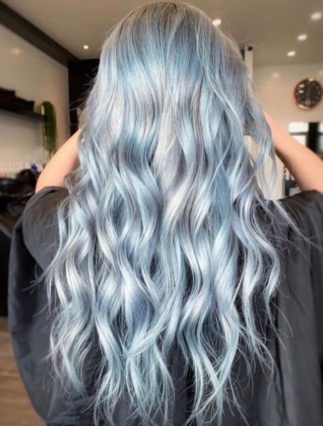 Ash Blonde With Blue Highlights