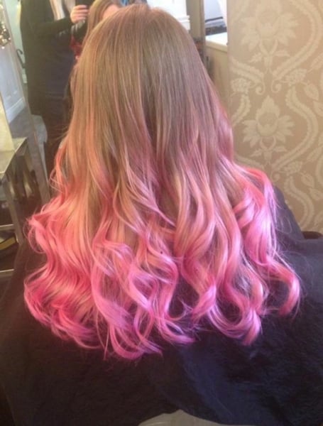 Ash Blonde With Pink Tips
