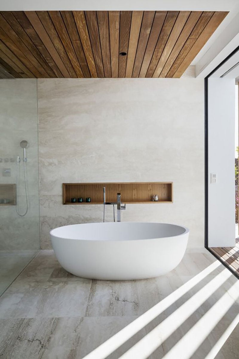 Bathroom With Wood Ceiling