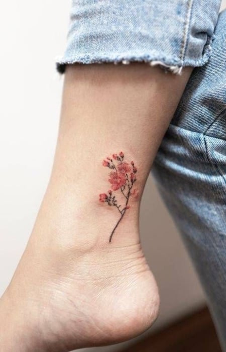 Cherry Blossom Ankle Tattoo1