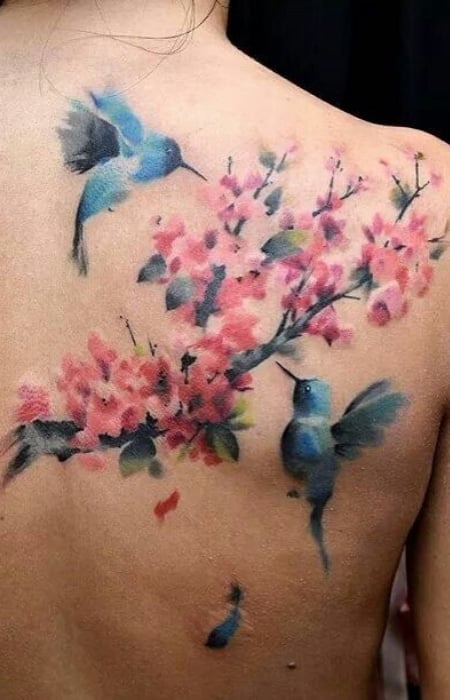 Cherry Blossom Bird Tattoos