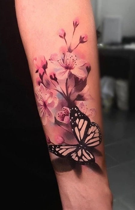 Cherry Blossom Butterfly Tattoo