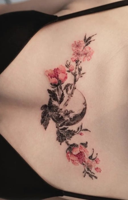 Cherry Blossom Chest Tattoo1