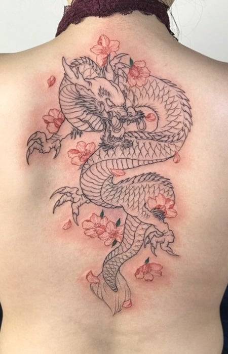 Cherry Blossom Dragon Tattoo