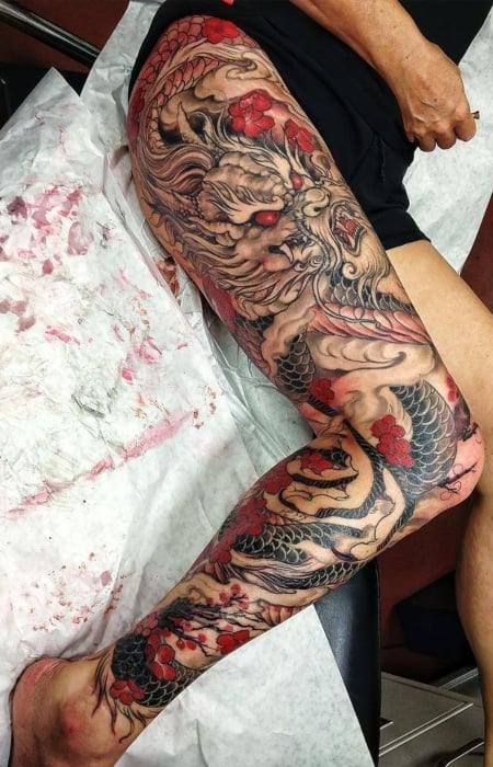 Cherry Blossom Dragon Tattoo1