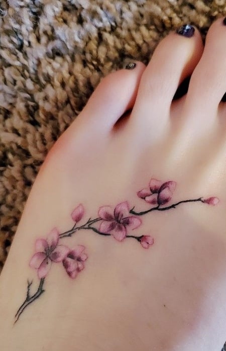 Cherry Blossom Foot Tattoo
