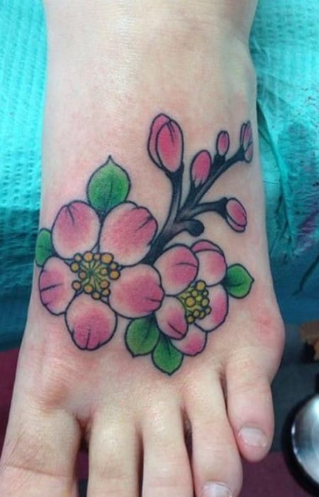 Cherry Blossom Foot Tattoo1
