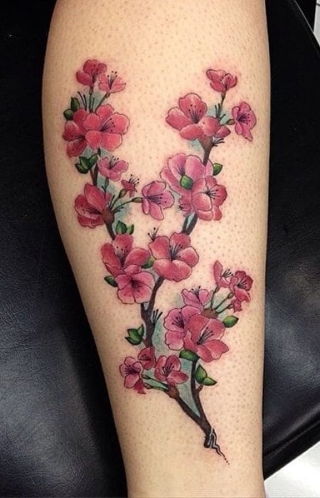 Cherry Blossom Leg Tattoo1
