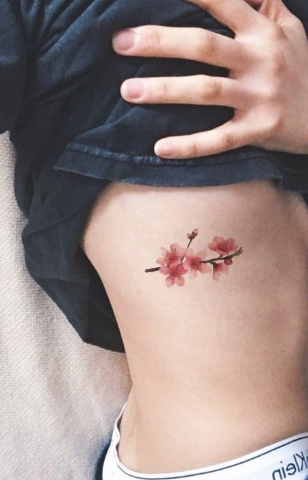 Cherry Blossom Rib Tattoo (2)