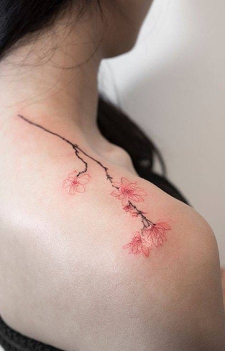 Cherry Blossom Shoulder Tattoo