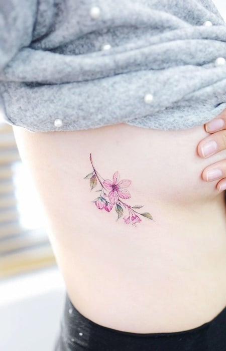 Cherry Blossom Side Tattoo