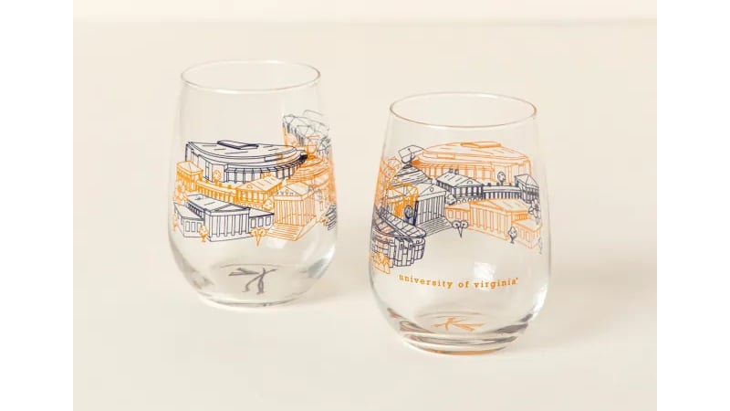 College Cityscape Wine Glasses