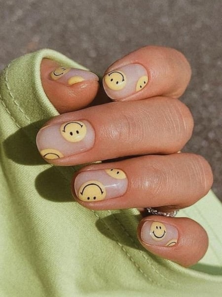 Easy Happy Smiley Face Nail Design