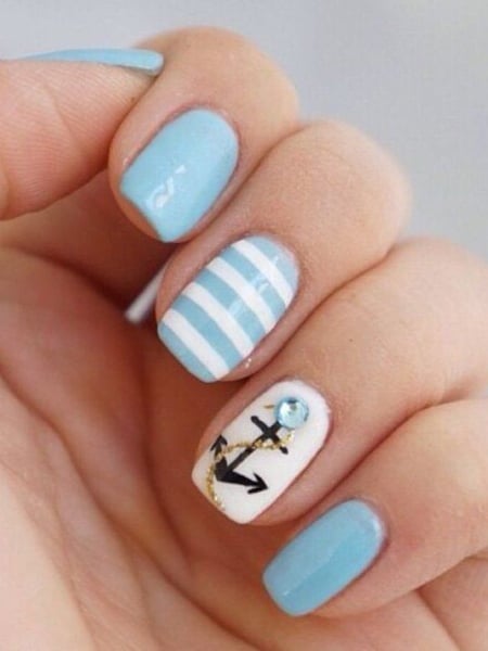 Easy Nautical Nail Design