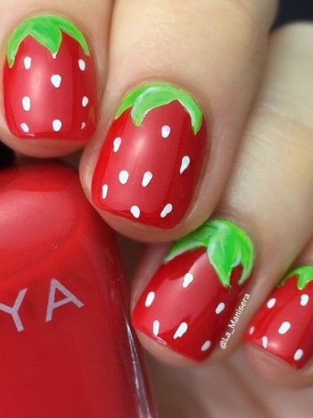 Easy Strawberry Nail Art